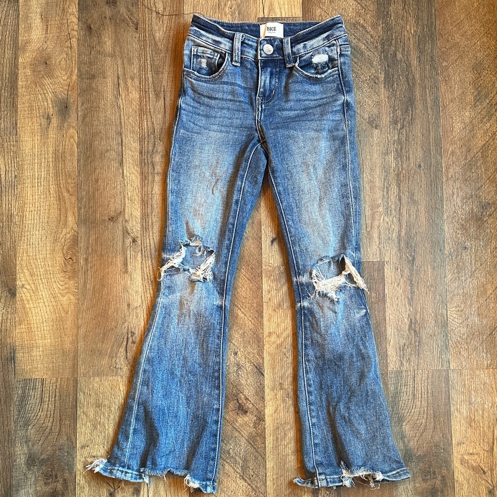 BKE Kids Blue Distressed Flare Jeans